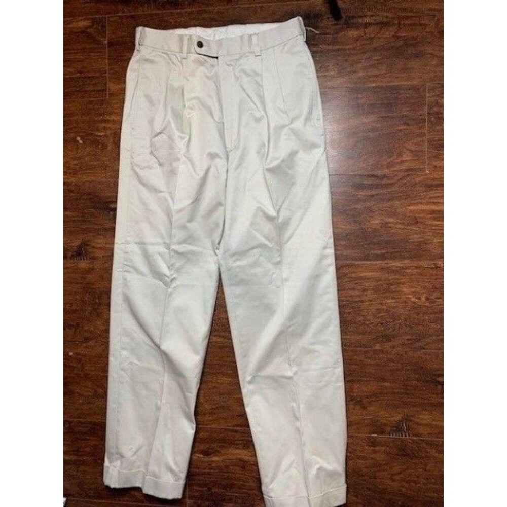 Joseph & Feiss Size 32x32 Mens Pants Autosizer Beige Pleated Front Cuff Hems